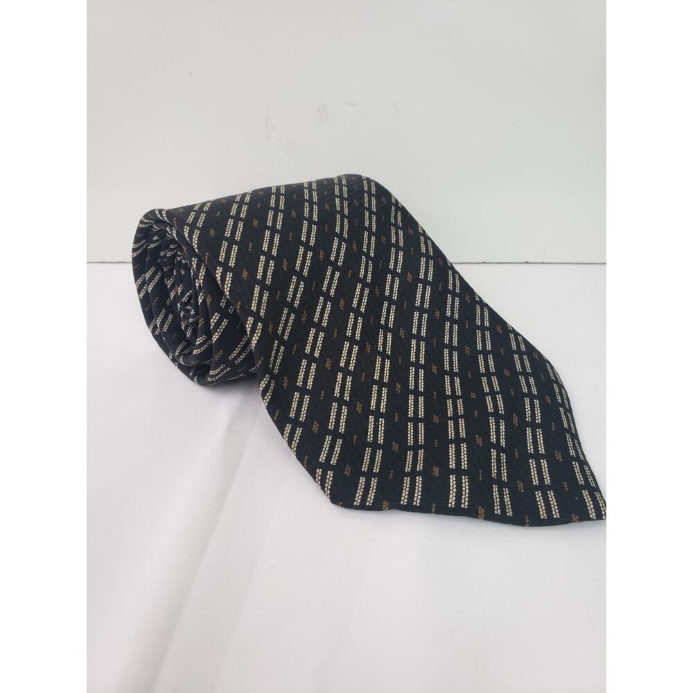 PAL ZILERI Mens Tie Black Geometric Casual Business Formal Silk Italy